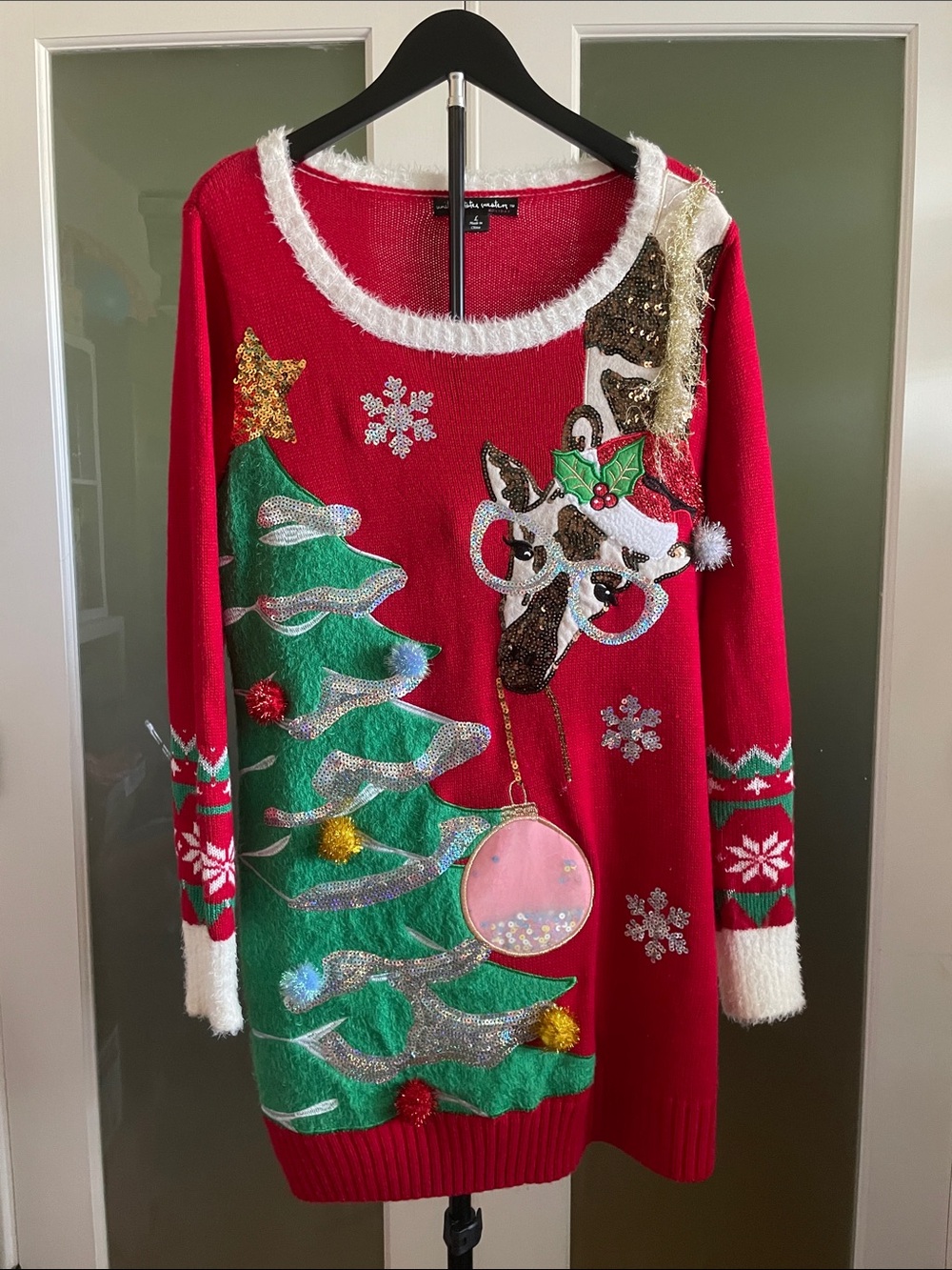united states sweaters Red sweater, Christmas Tree & Giraffe holiday Sweater